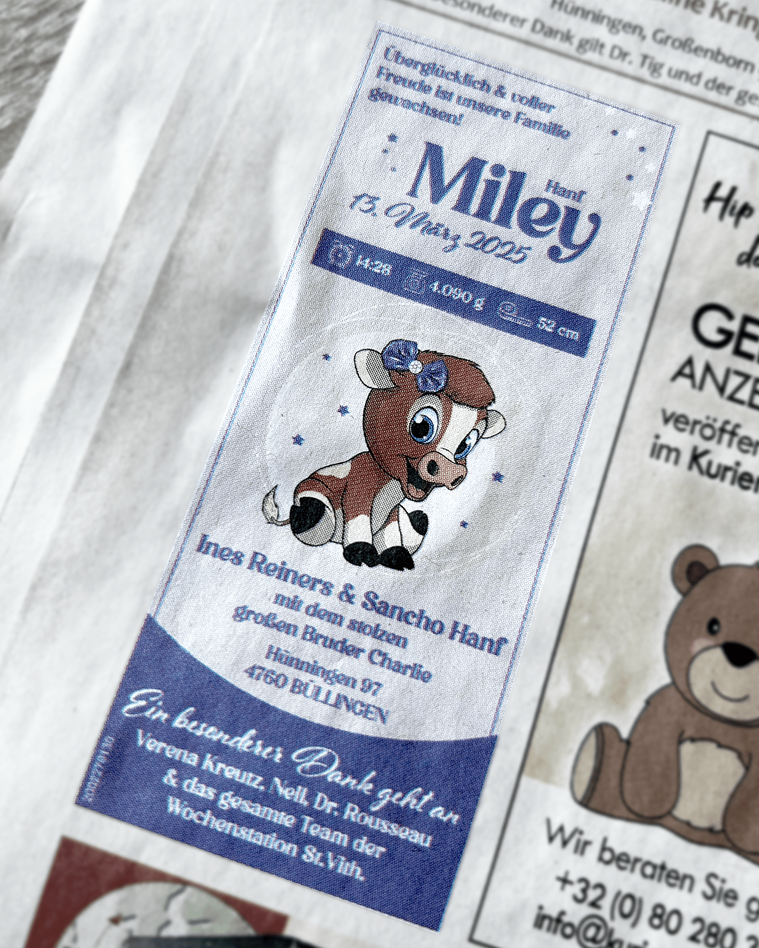 Geburtsanzeige – HANF Miley