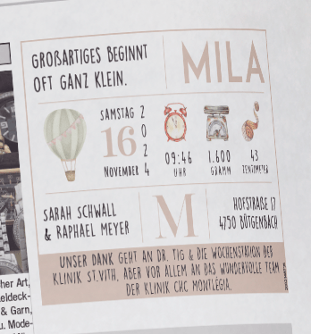 Geburtsanzeige – MEYER Mila