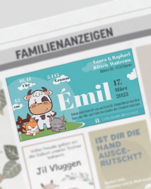 Geburtsanzeige – RITZEN Emil